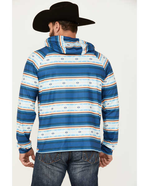 Image #4 - Rock & Roll Denim Men's Serape Striped Performance Hooded Sweatshirt , Blue, hi-res