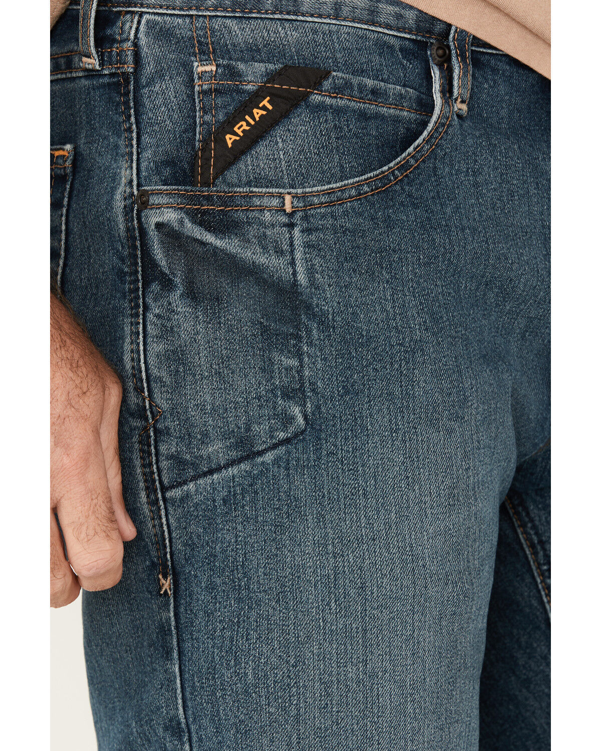 Image #4 - Ariat Men's M4 Rebar Distressed Low Rise Relaxed Bootcut Work Jeans, Denim, hi-res