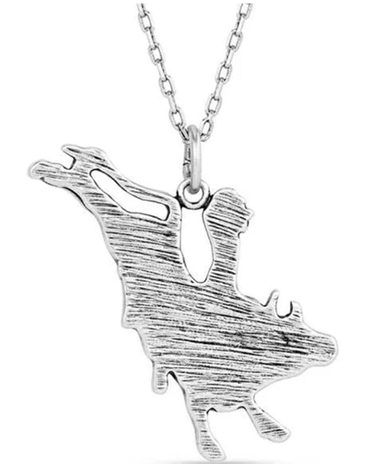 Image #2 - Montana Silversmiths Men's Bull Rider Pendant Necklace, Silver, hi-res