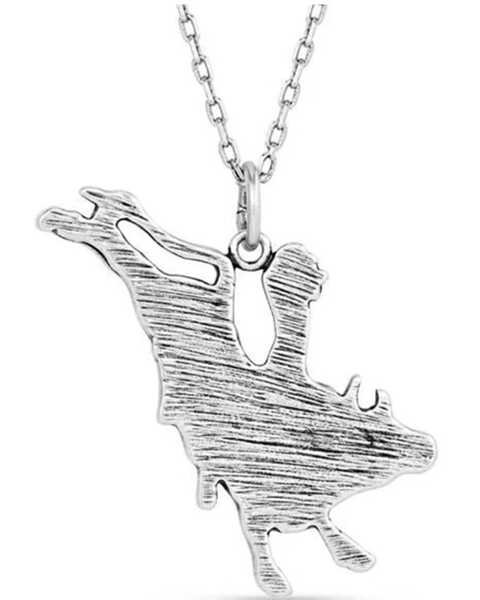 Image #2 - Montana Silversmiths Men's Bull Rider Pendant Necklace , Silver, hi-res