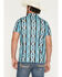 Image #4 - Rock & Roll Denim Men's Southwestern Stripe Short Sleeve Button-Down Stretch Polo Shirt, Teal, hi-res