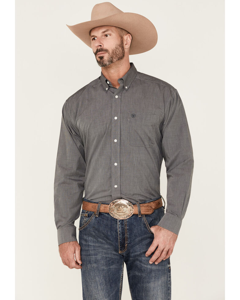 Ariat Men's WF Oxford Pinpoint Button-Down Western Shirt , Black, hi-res