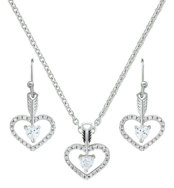 Montana Silversmiths Women's Straight to the Heart Arrow Jewelry Set - 2 Piece, Silver, hi-res