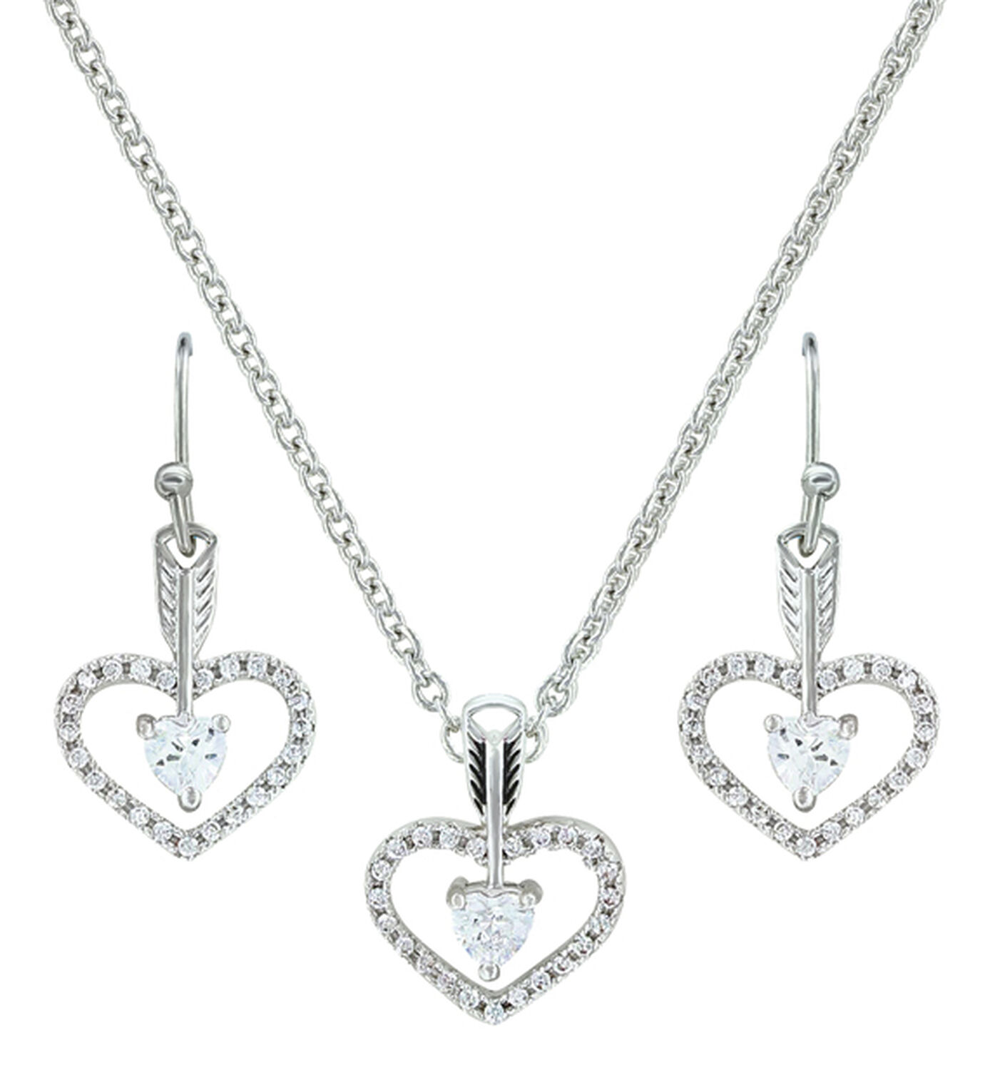 Image #1 - Montana Silversmiths Women's Straight to the Heart Arrow Jewelry Set - 2 Piece, Silver, hi-res