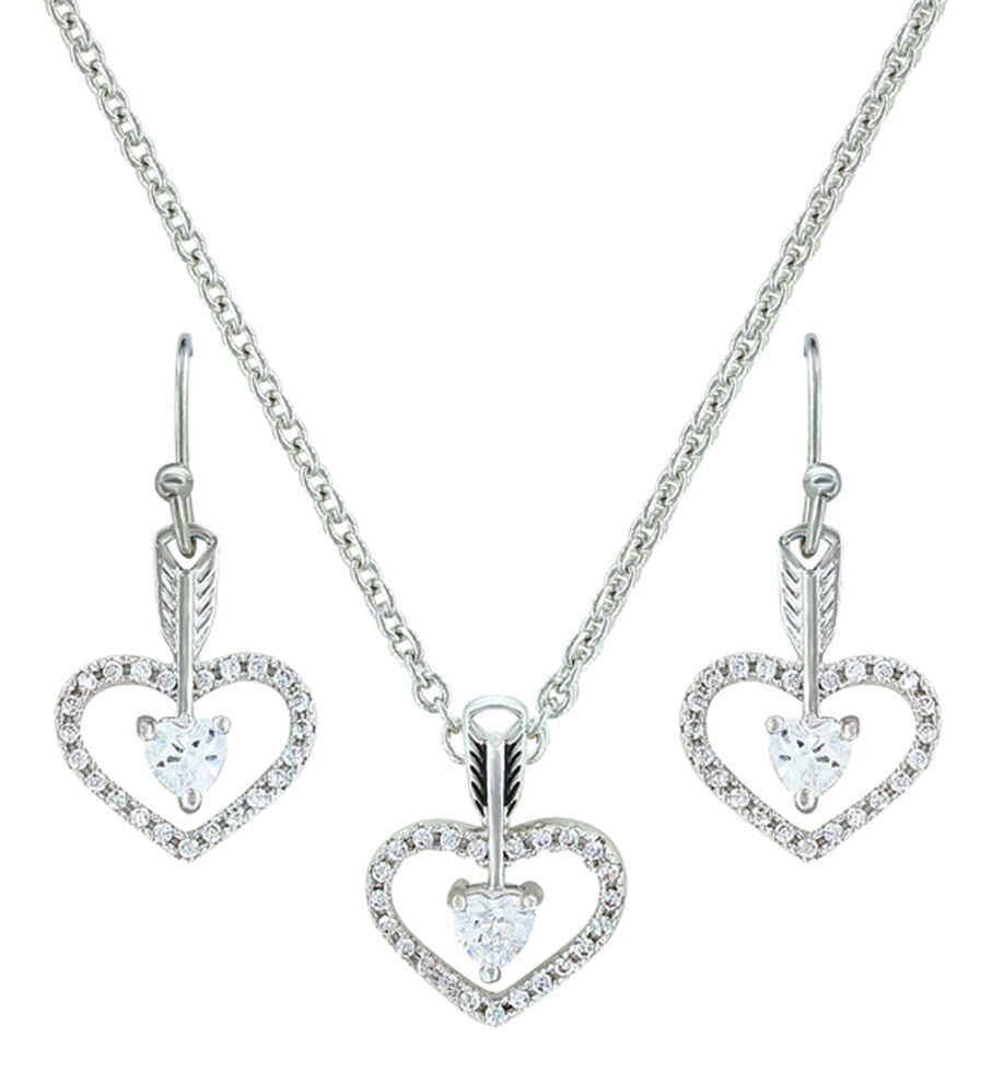 Montana Silversmiths Straight to the Heart Arrow Jewelry Set , Silver, hi-res