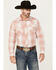 Image #1 - Wrangler Retro Men's Plaid Print Long Snap Western Shirt, Brick Red, hi-res
