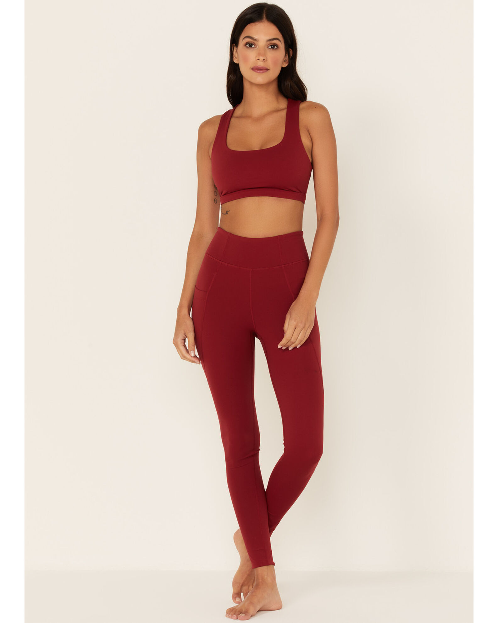 Image #4 - Idyllwind Women's Strappy Back Sports Bra, Burgundy, hi-res