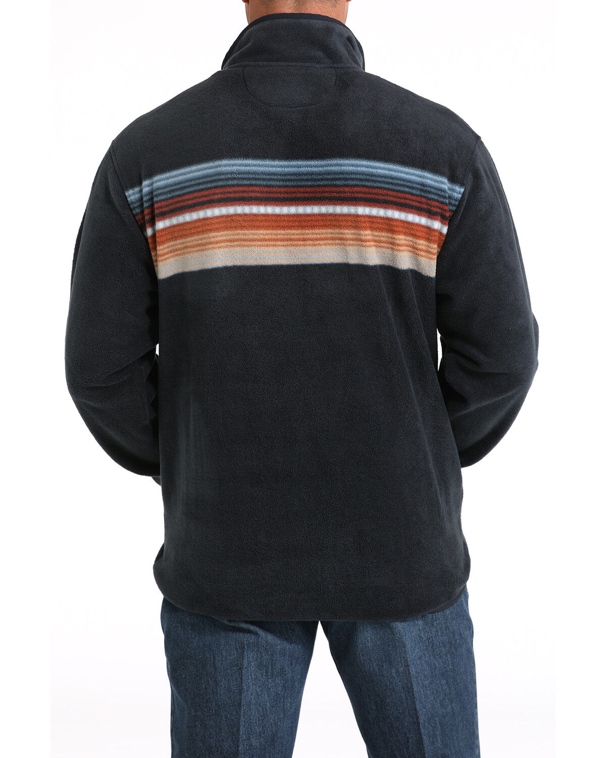 Image #3 - Cinch Men's Striped Print Quarter Snap Long Sleeve Pullover, Navy, hi-res