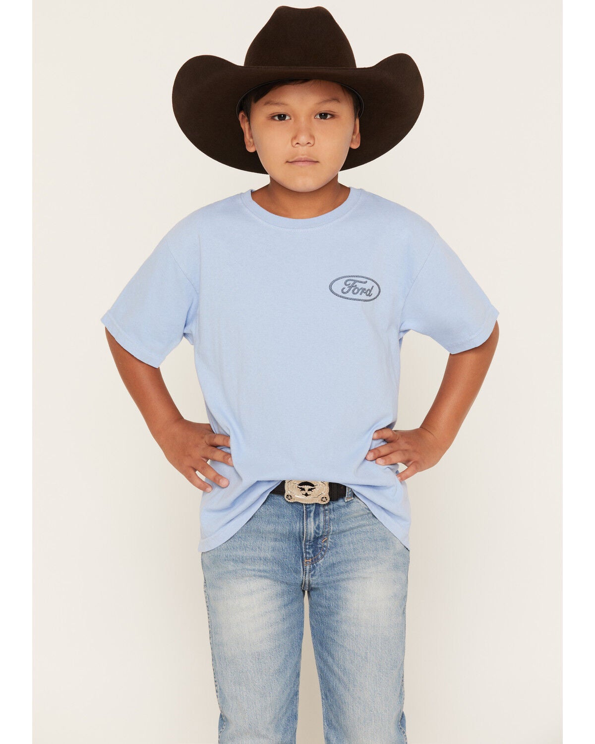 Merch Traffic Boys' Built Ford Tough Short Sleeve Graphic T-Shirt, Blue, hi-res