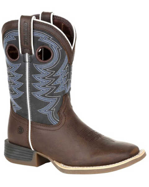 Durango Boys' Lil Rebel Pro Big Western Boots - Square Toe, Brown/blue, hi-res