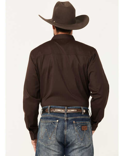 Image #4 - RANK 45® Men's Logo Long Sleeve Button-Down Performance Western Shirt, Coffee, hi-res