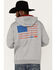 Hooey Men's Liberty Roper American Flag Hooded Sweatshirt, Grey, hi-res