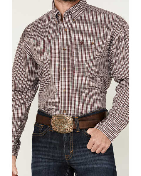 Image #3 - Wrangler Men's Classics Plaid Print Long Sleeve Button-Down Western Shirt, Burgundy, hi-res