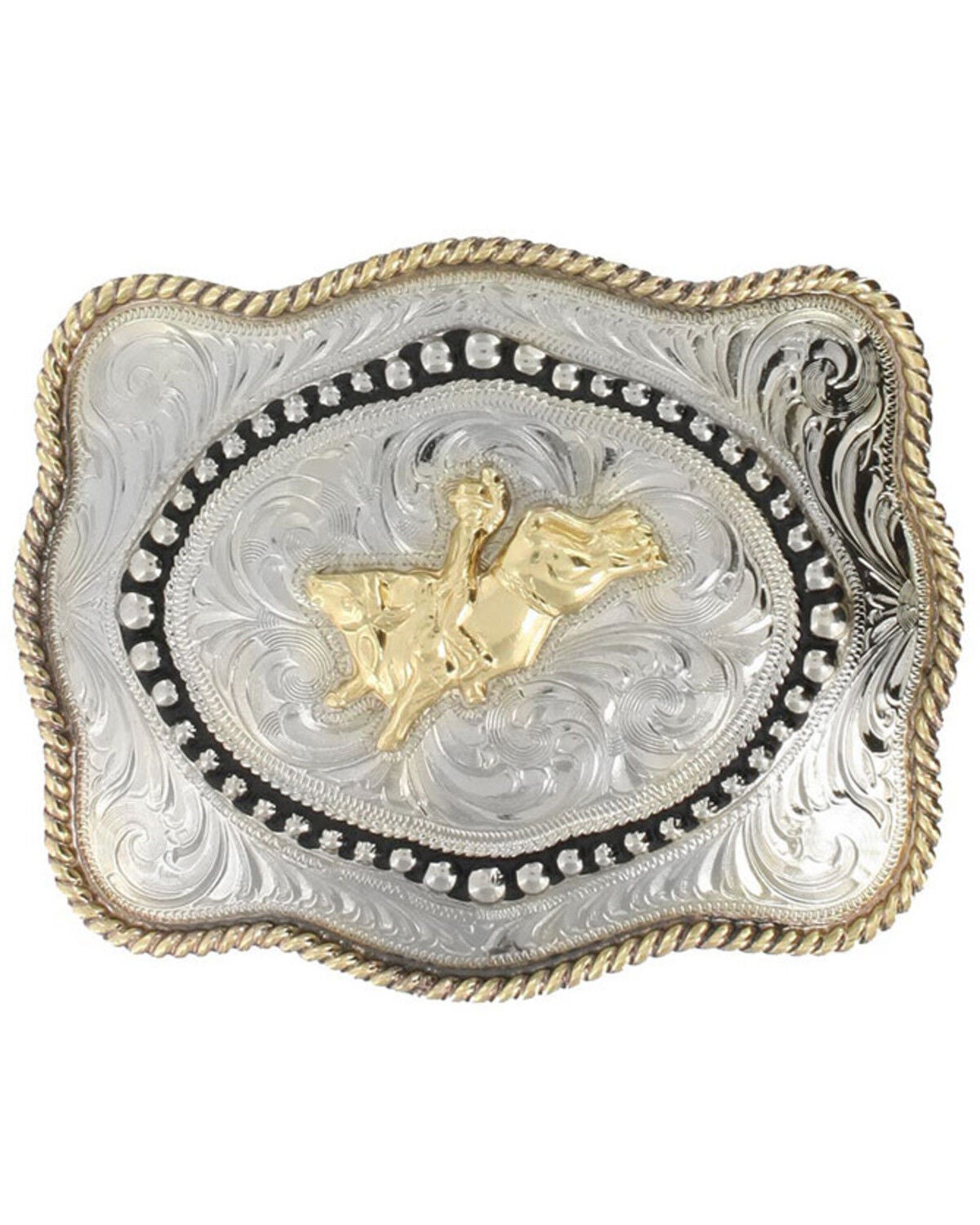 Cody James Men's Bull Rider Belt Buckle, Silver, hi-res