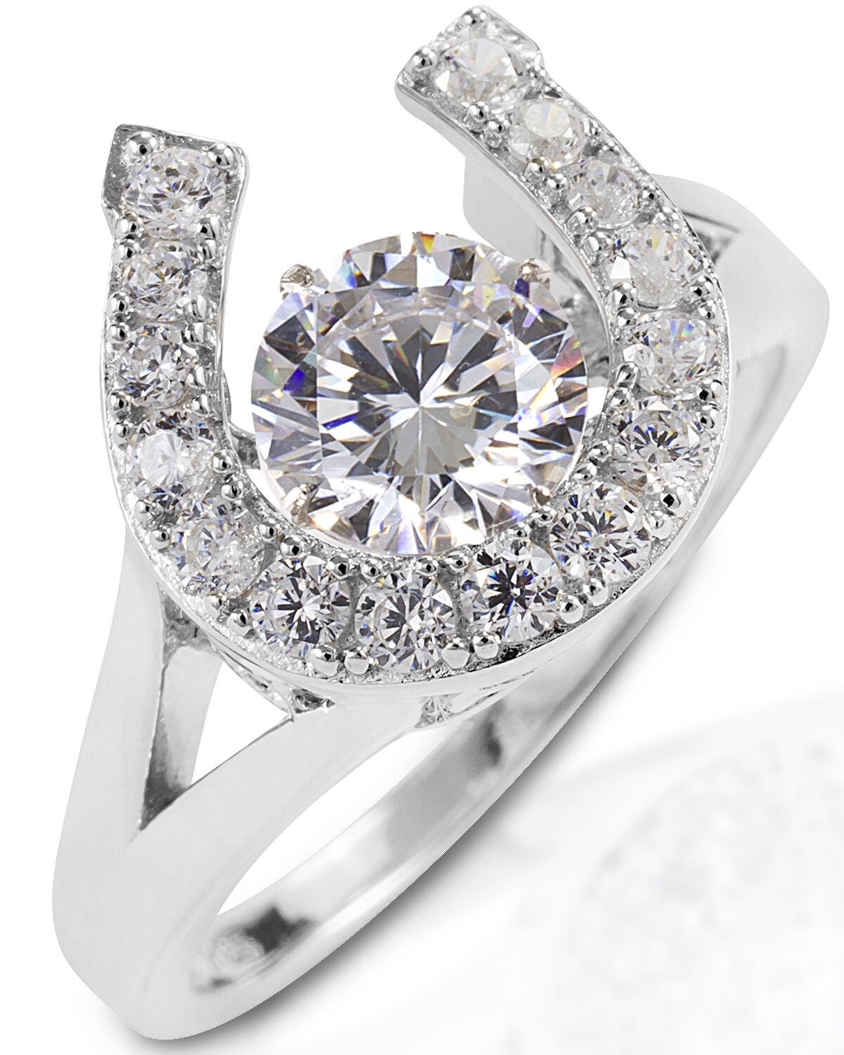 Kelly Herd Women's Dancing Stone Horseshoe Ring, Silver, hi-res