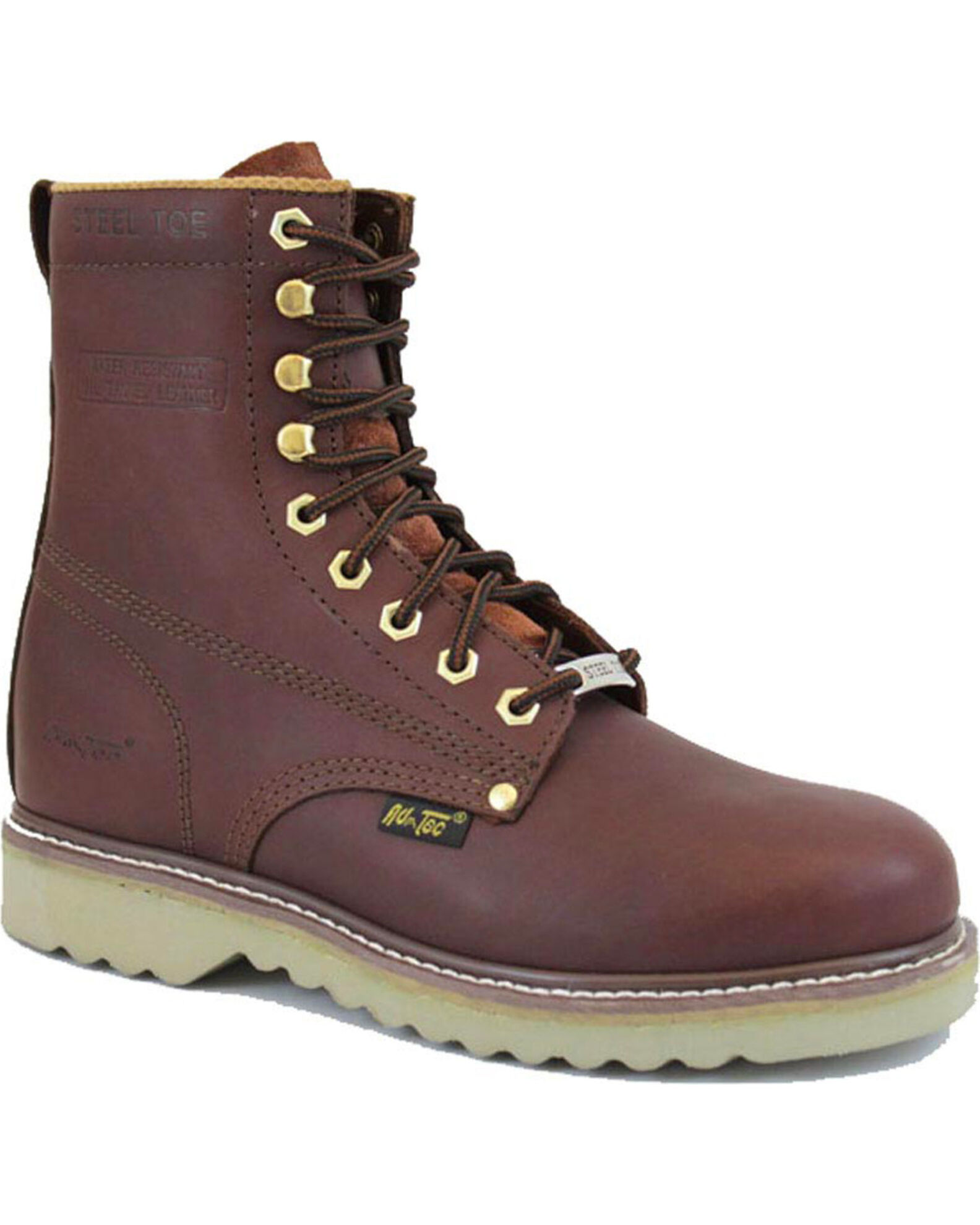 Image #1 - AdTec Men's Leather 8" Farm Boots - Steel Toe, Mahogany, hi-res