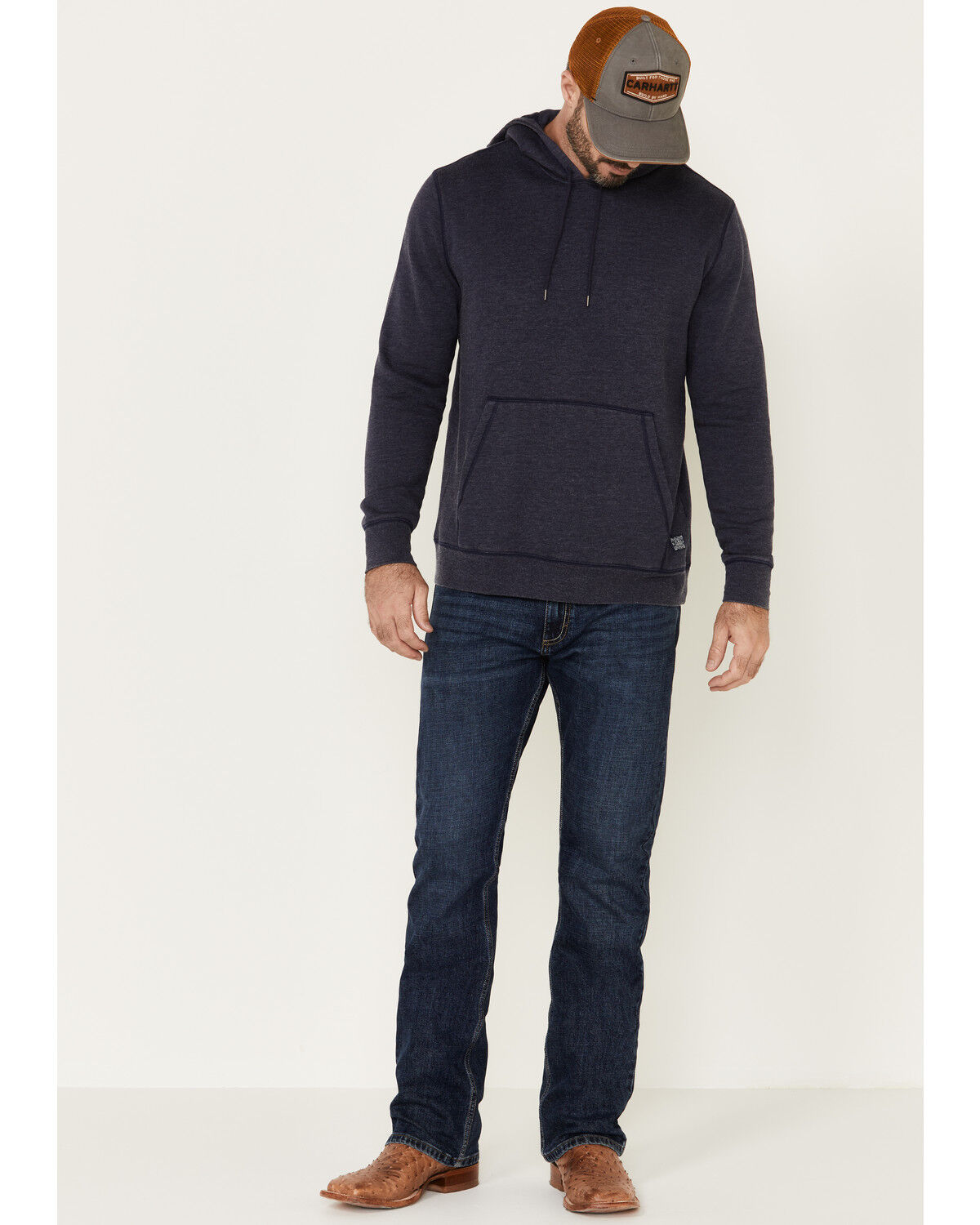Image #1 - Flag & Anthem Men's Navy Colerain Burnout Fleece Hooded Sweatshirt, Navy, hi-res