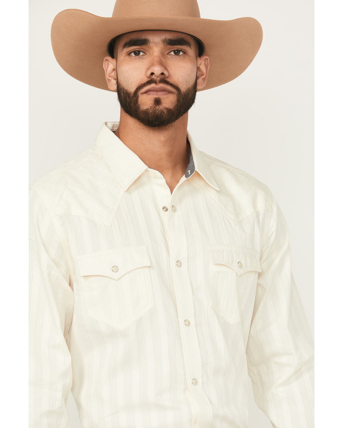 Image #2 - Cody James Men's Rustic Range Tonal Striped Long Sleeve Snap Western Shirt - Big, Cream, hi-res