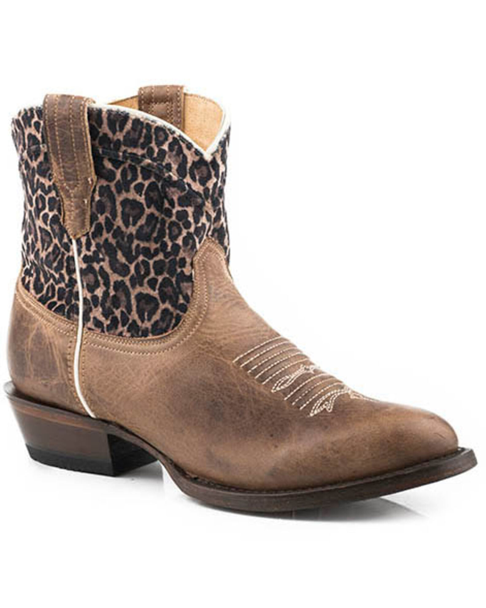 Roper Women s Cheetah Print Western Booties Round Toe Sheplers