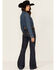 Image #3 - Rock & Roll Denim Women's Dark Wash Mid Rise Trouser Stretch Denim Jeans, Dark Wash, hi-res