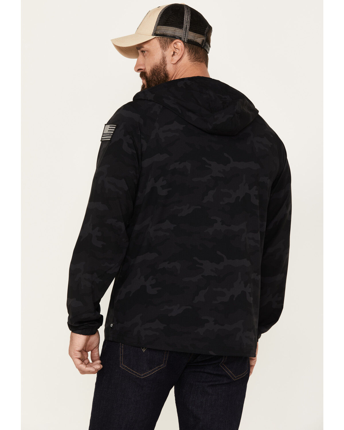 Image #4 - Howitzer Men's Camo Combatant Hooded Track Jacket, Black, hi-res