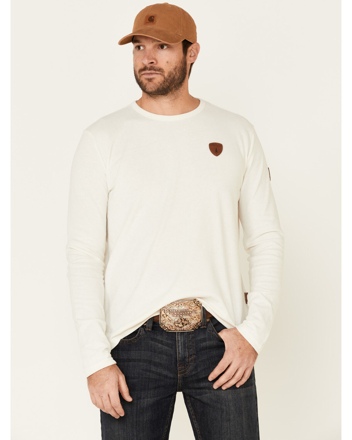 Image #1 - Wanakome Men's Orion Logo Patch Long Sleeve T-Shirt, Oatmeal, hi-res