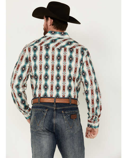 Image #4 - Panhandle Select Men's Southwestern Print Long Sleeve Snap Western Shirt - Big , , hi-res