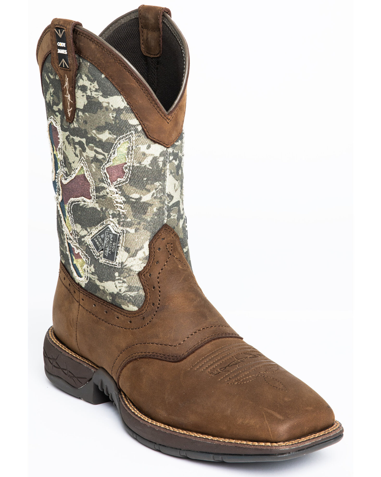 Brothers and Sons Men s Tychee Camo Flag Underlay Western Performance Boots Broad Square Toe Sheplers