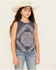 Image #1 - Rock & Roll Denim Girls' Bandana Print Tank, Blue, hi-res
