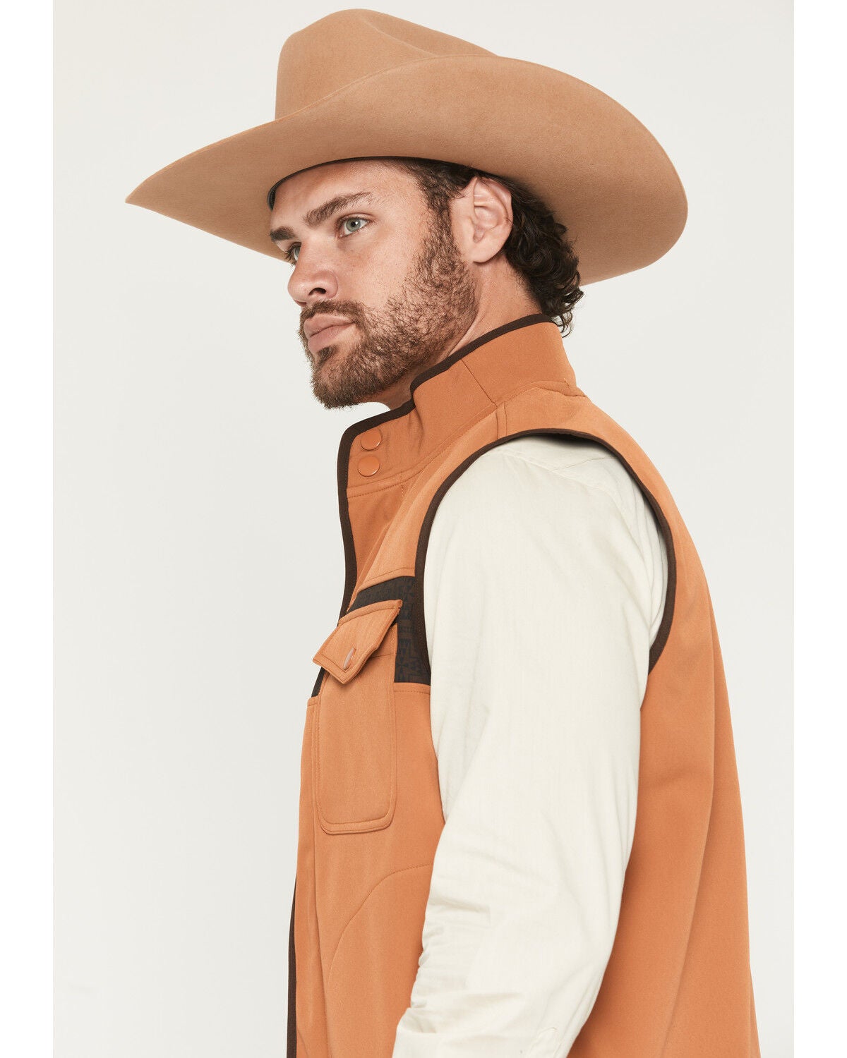 RANK 45® Men's Alta Vista Color Block Softshell Vest, Rust Copper