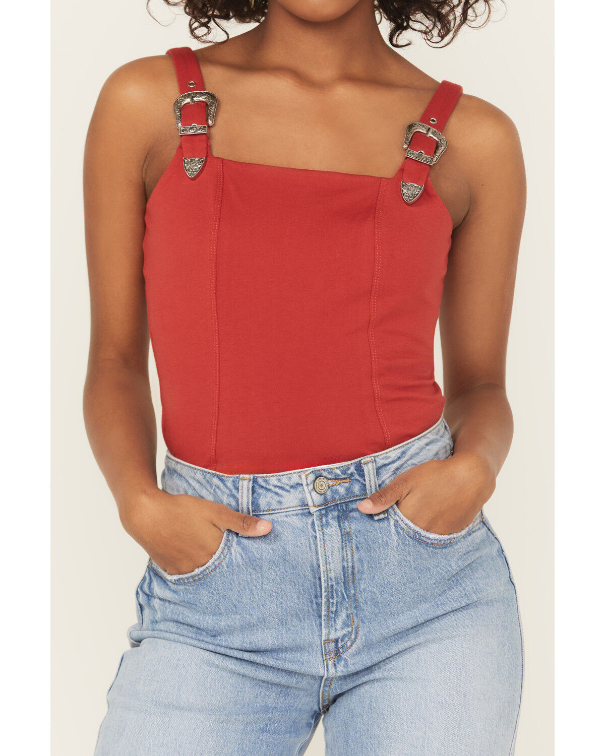 Image #3 - Rock & Roll Denim Women's Buckle Tank Top, Red, hi-res