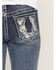 Image #2 - Grace in LA Girls' Floral Horseshoe Embroidered Bootcut Stretch Denim Jeans, Dark Wash, hi-res