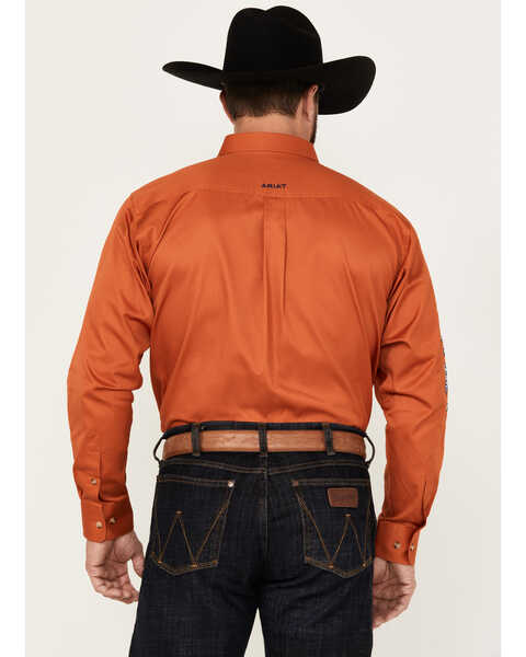 Image #4 - Ariat Men's Team Logo Twill Long Sleeve Button-Down Western Shirt - Tall, Orange, hi-res
