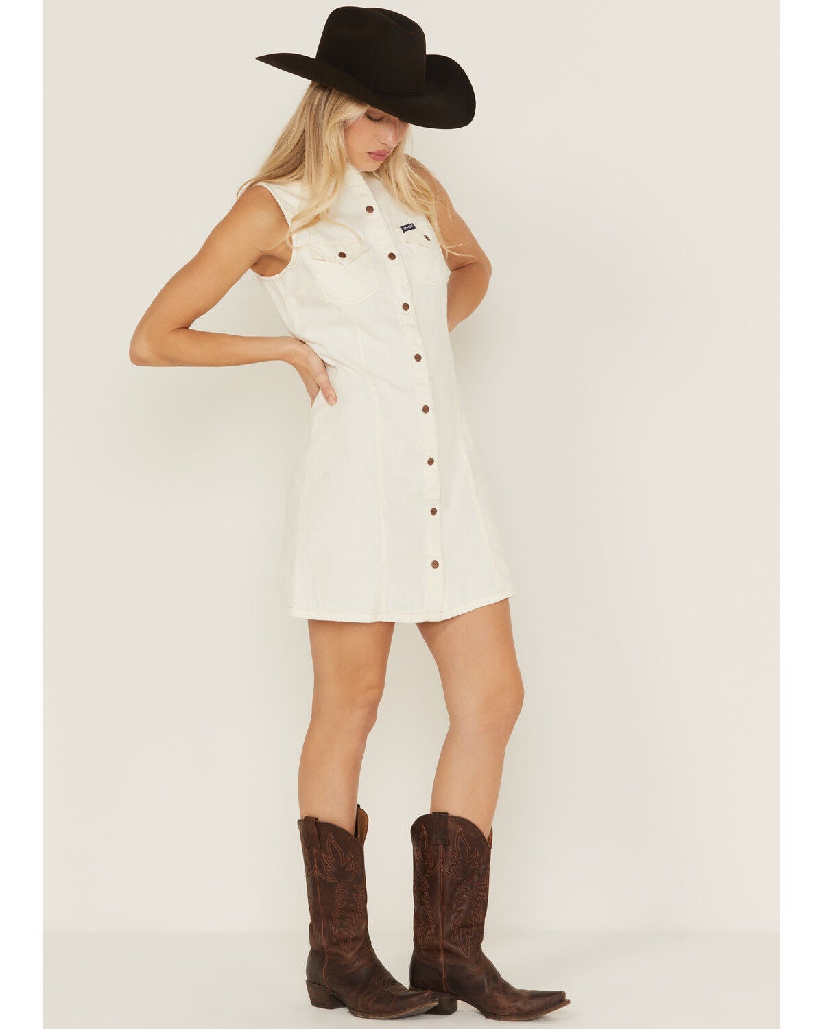 Wrangler Retro Women's Sleeveless Denim Dress, White, hi-res