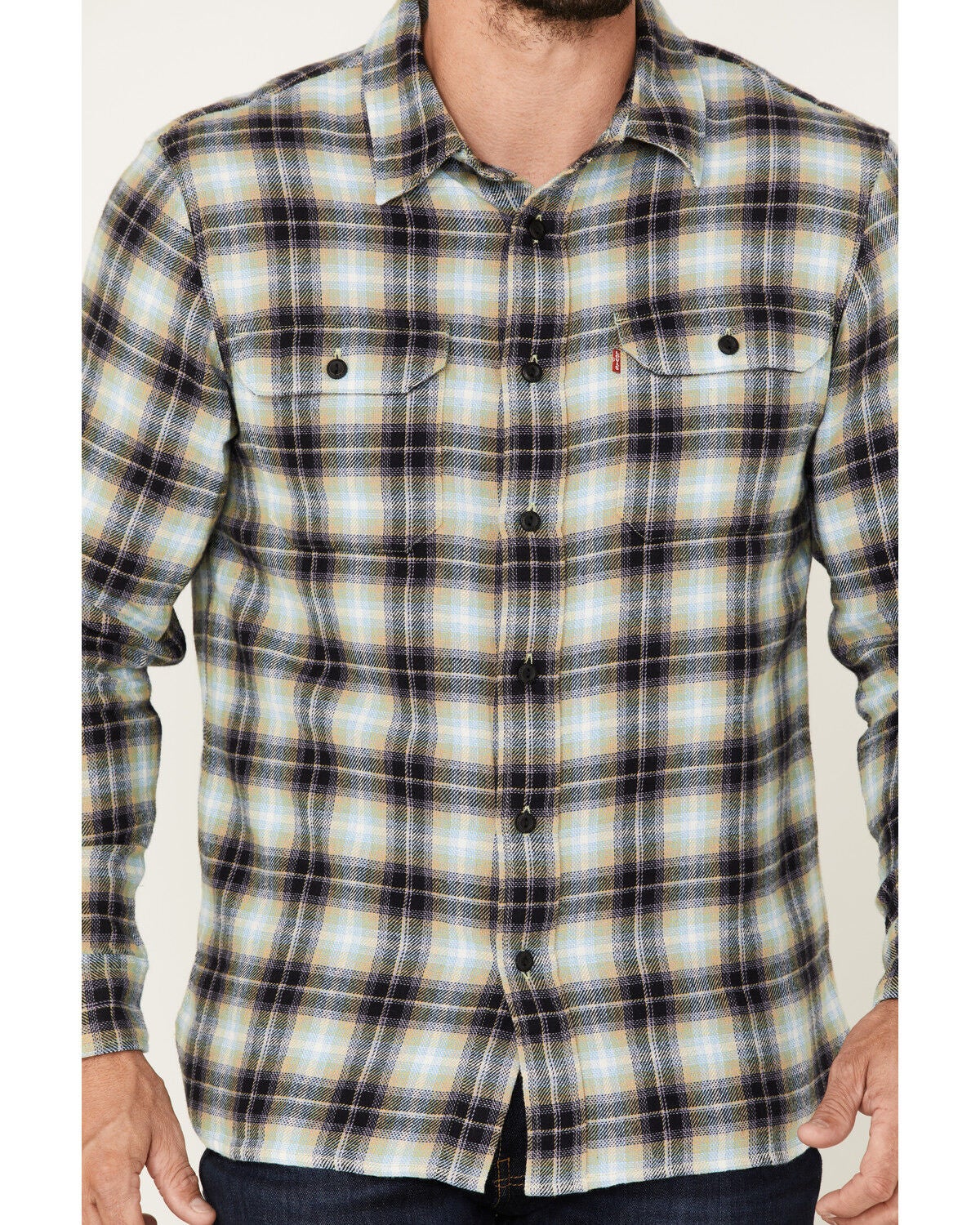 Image #3 - Levi's Men's Classic Worker Plaid Long Sleeve Button-Down Shirt, Olive, hi-res