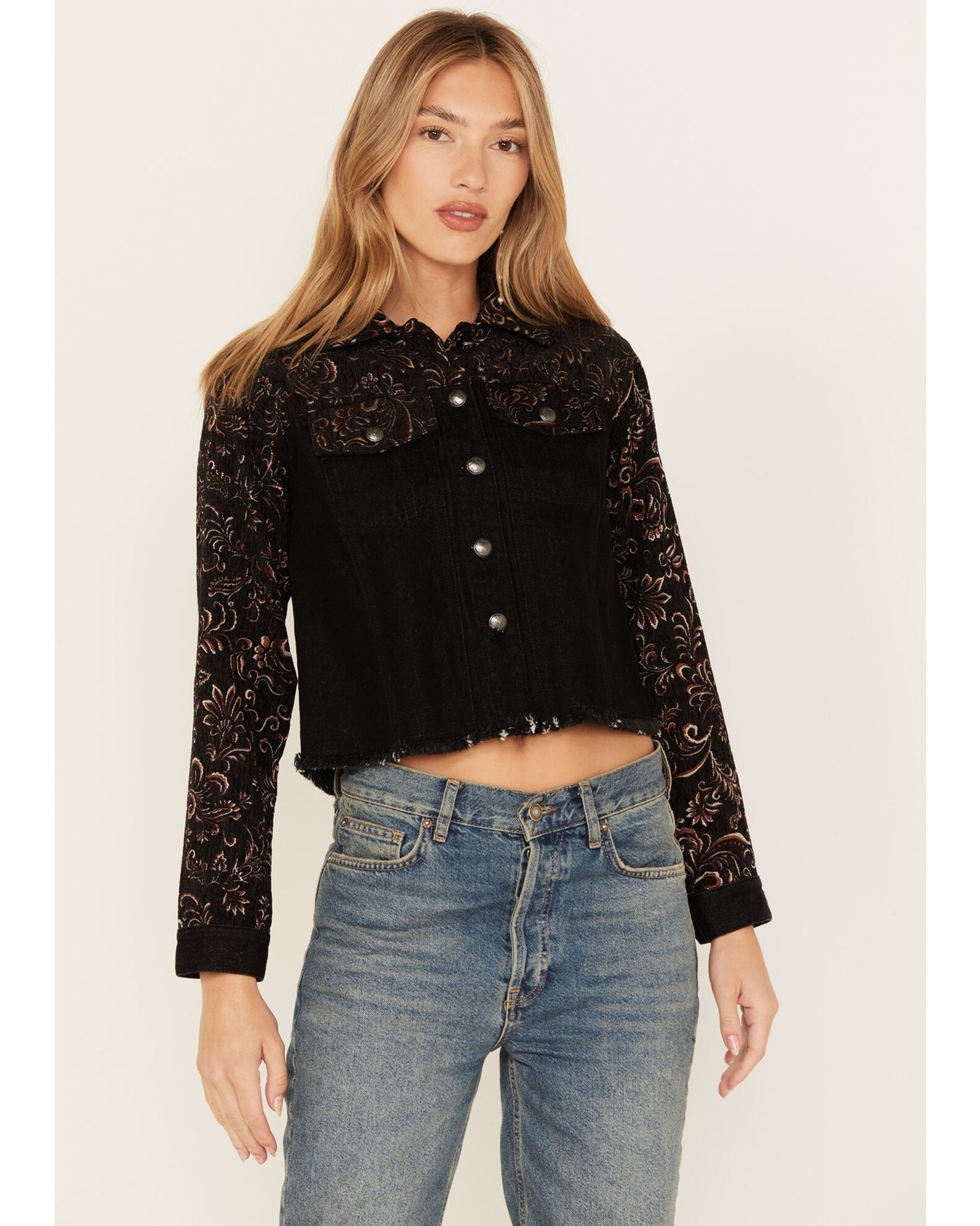 Shyanne Women s Brocade Trucker Jacket