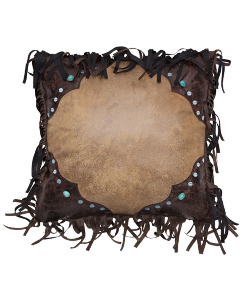 Carstens Western Turquoise Bead Faux Leather & Suede Decorative Pillow, Tan, hi-res