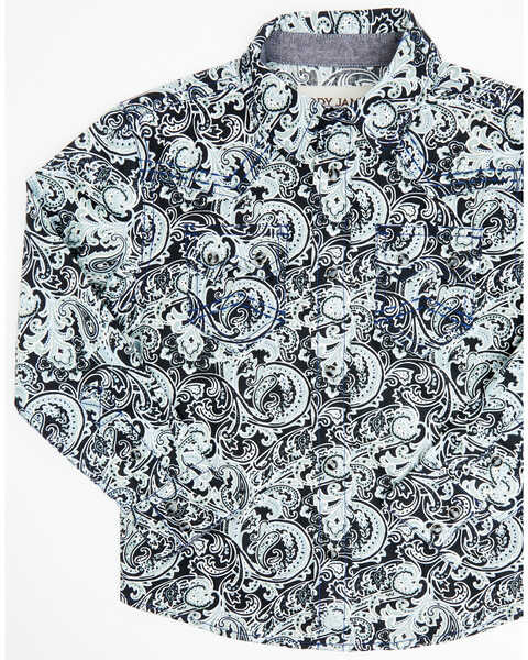 Image #2 - Cody James Toddler Boys' Showdown Paisley Print Long Sleeve Snap Western Shirt , Navy, hi-res