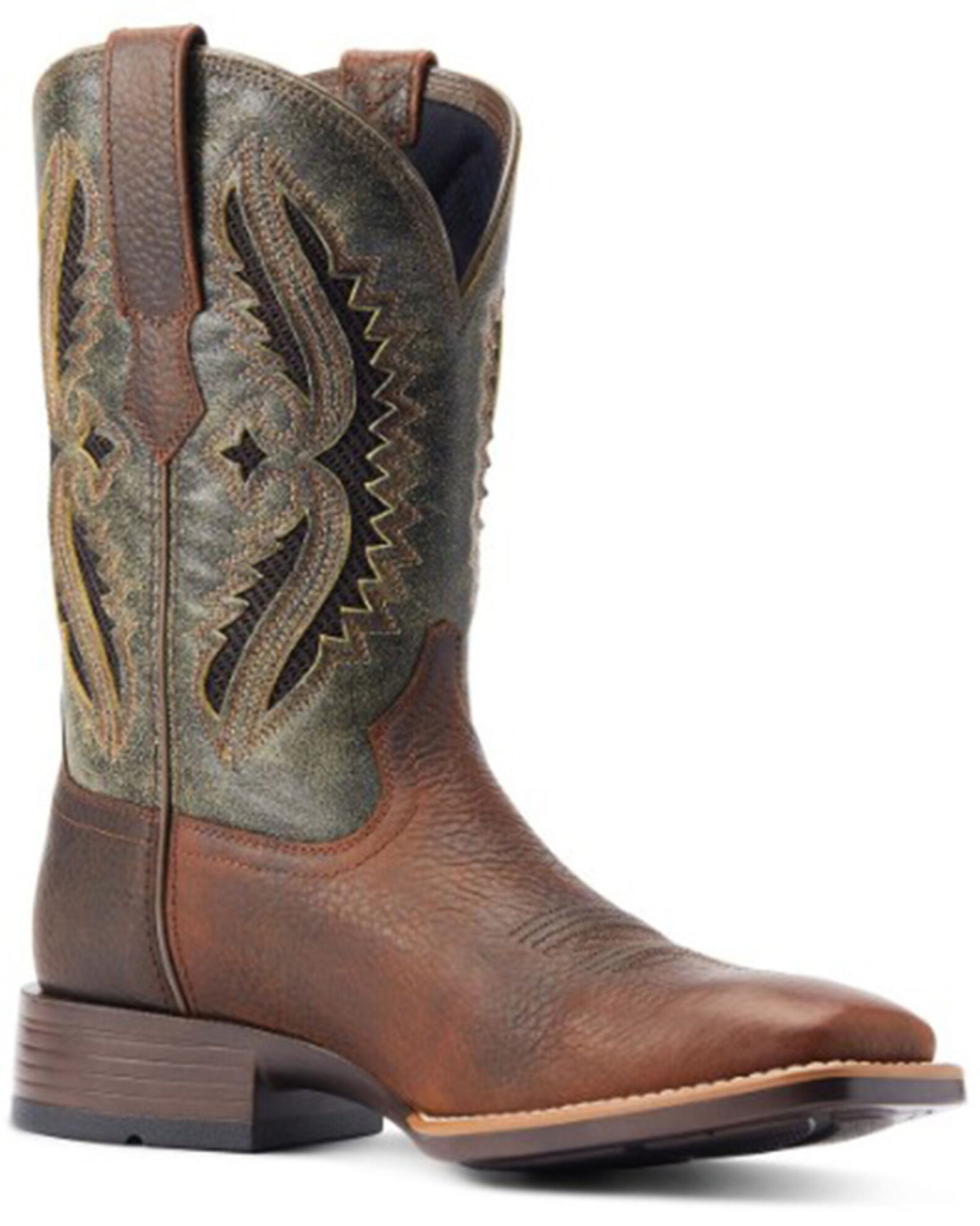 Image #1 - Ariat Men's Rowder VentTEK 360 Western Performance Boots - Broad Square Toe, Brown, hi-res