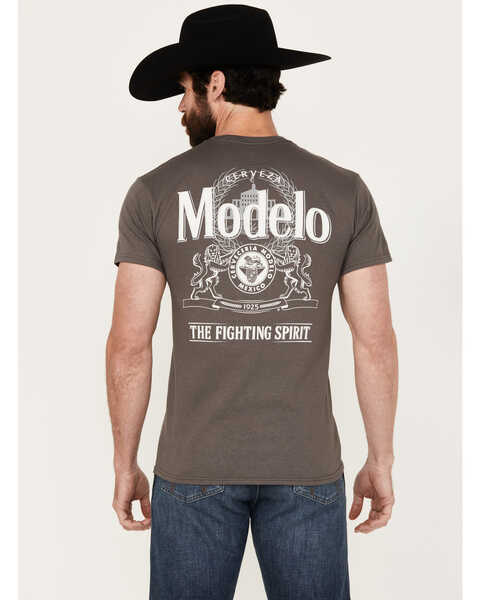 Image #4 - Changes Men's Modelo Fighting Spirit Logo Short Sleeve Graphic T-Shirt, Charcoal, hi-res
