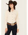 Image #1 - Ariat Women's Jurlington Solid Long Sleeve Snap Western Shirt, Cream, hi-res