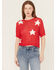 Image #1 - Rock & Roll Denim Women's Star Short Sleeve Sweater Tee, Red, hi-res