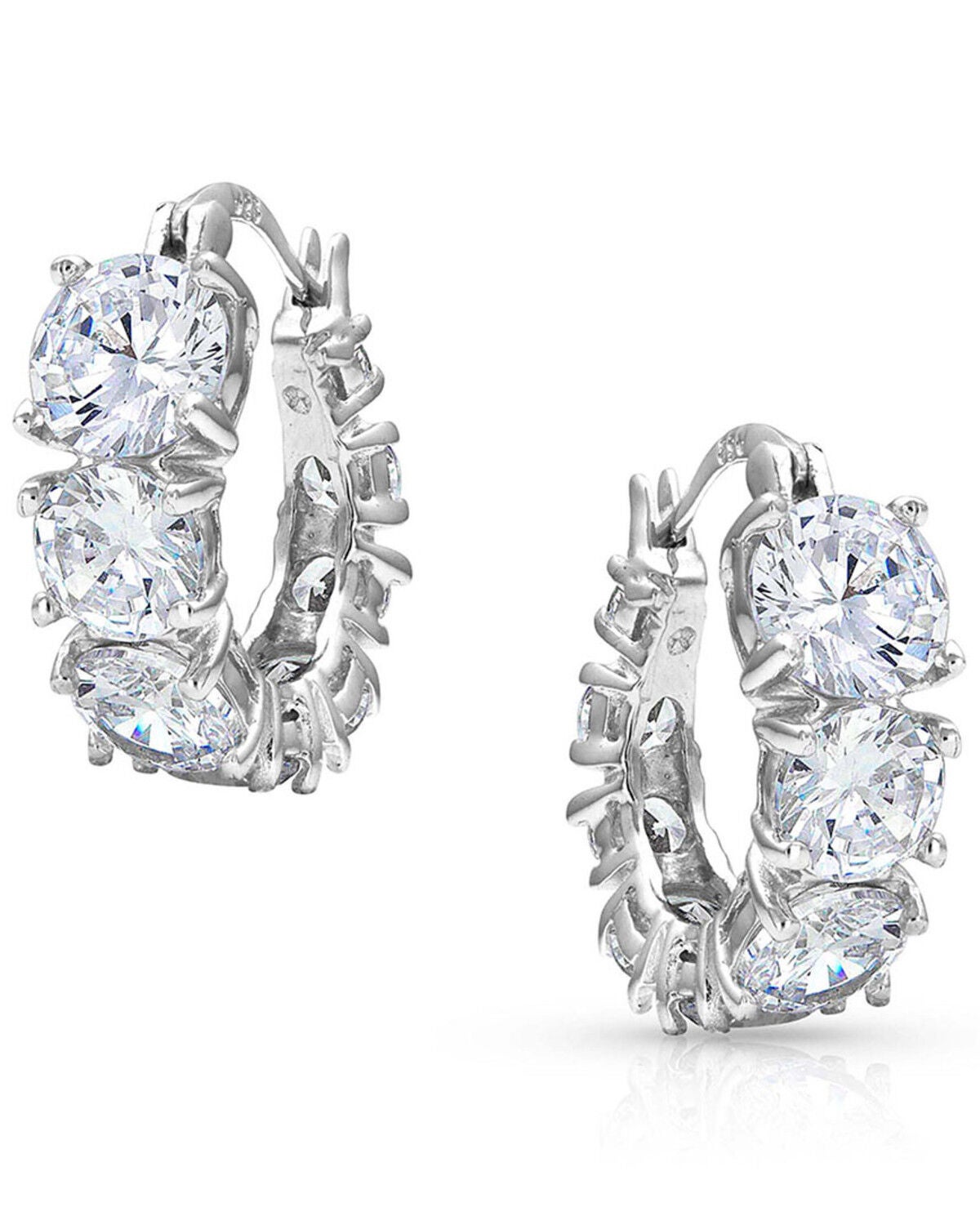Montana Silversmiths Women's Sliding Brilliance Hoop Earrings, Silver, hi-res