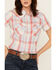 Image #2 - Wrangler Retro Women's Plaid Print Short Sleeve Pearl Snap Western Shirt, Blue, hi-res