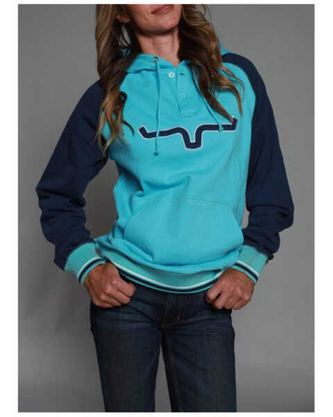 Kimes Ranch Women's Summer Love Colorblock Hooded Pullover, Blue, hi-res