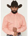 Image #1 - Ariat Men's Jerry Speckled Print Long Sleeve Button-Down Western Shirt, Coral, hi-res