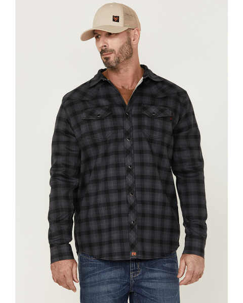 Cody James Men's FR Tartan Plaid Print Long Sleeve Snap Work Shirt , Black, hi-res