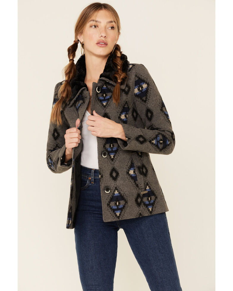 Powder River Outfitters Grey Southwestern Jacquard Printed Jacket , Grey, hi-res