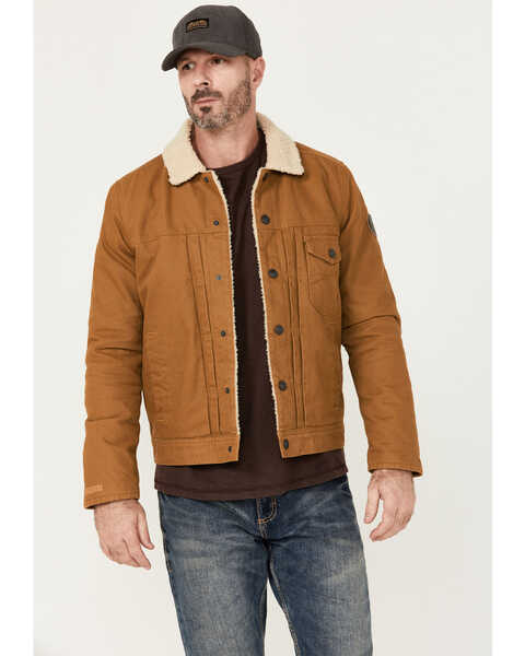 Image #1 - Brothers and Sons Men's Sherpa Lined Canvas Jacket, Camel, hi-res