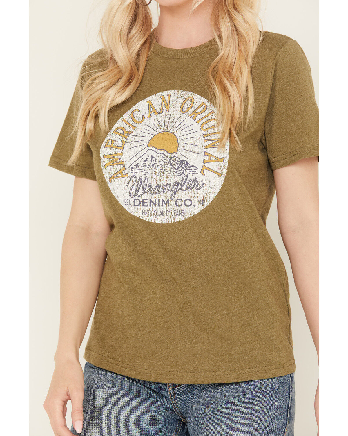 Image #3 - Wrangler Retro Women's Denim Co. Sun Short Sleeve Graphic Tee, Olive, hi-res